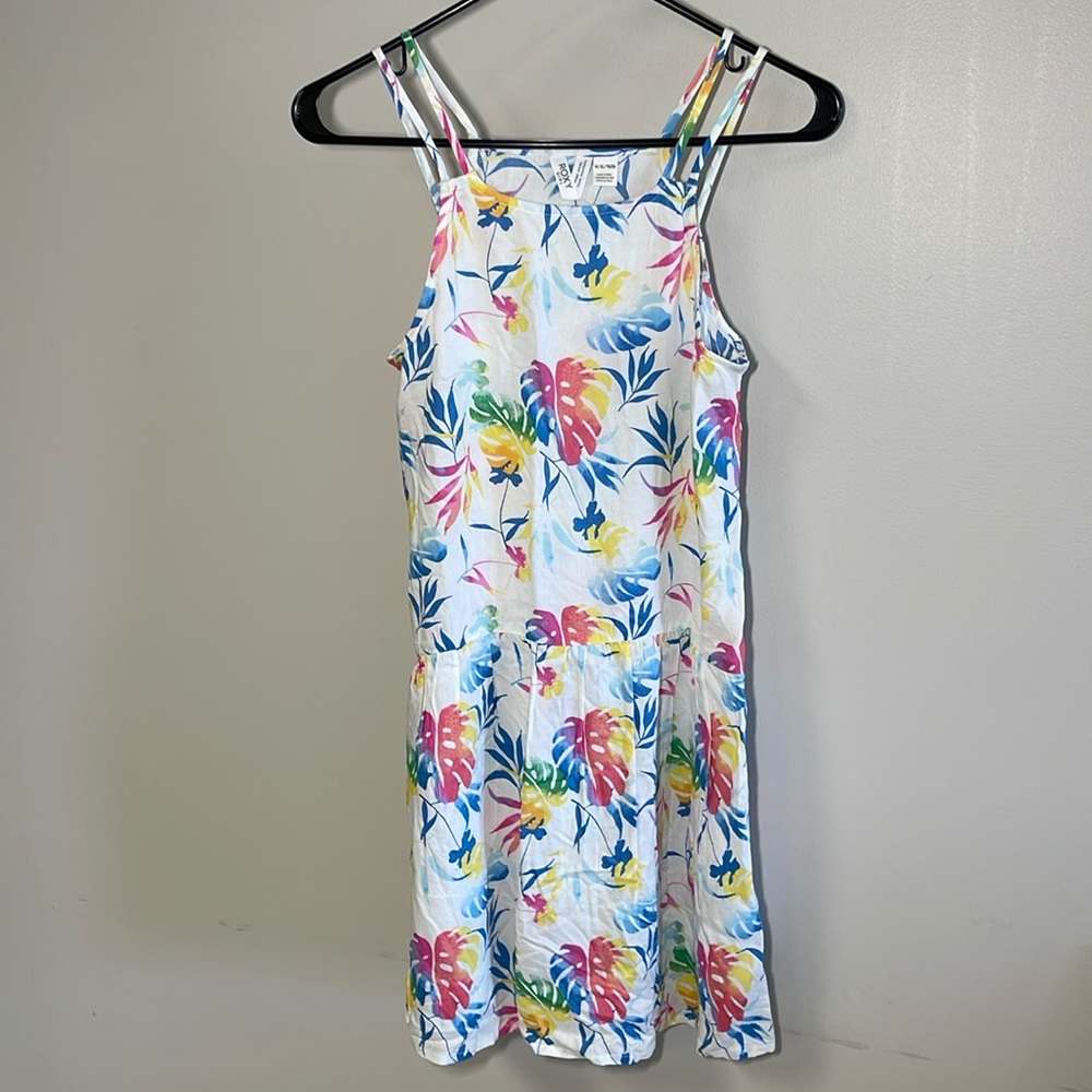 Roxy Girl Strappy Rainbow Floral Print Dress - Girls Size XL (14)
